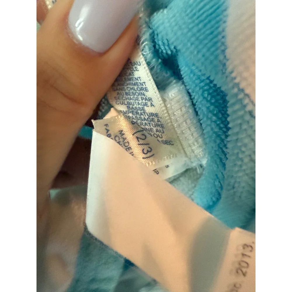 Pottery Barn Kids Blue and White Striped Hooded Swim Coverup
